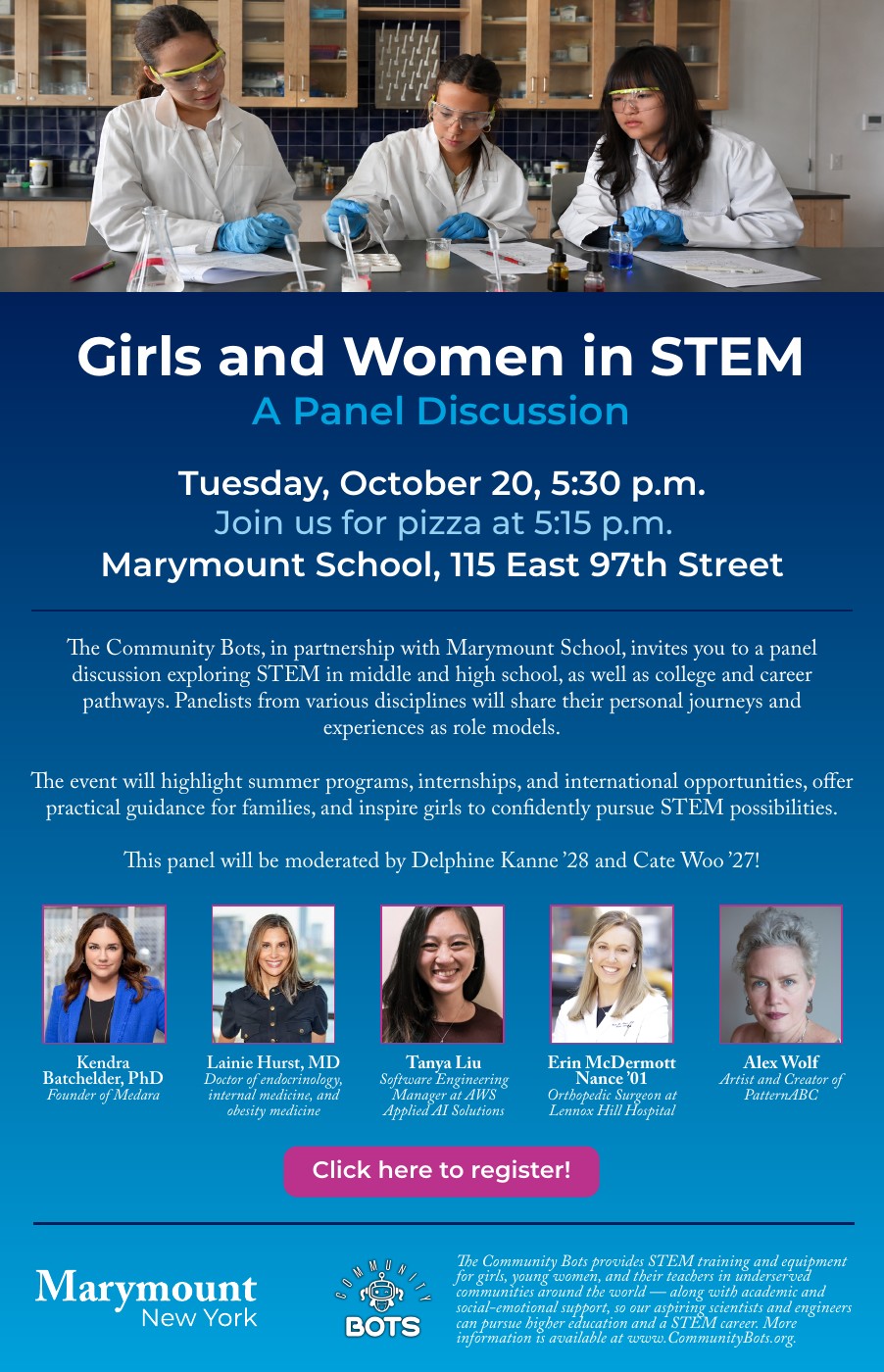Girls and Women in STEM event flyer. October 20, 2026 · 5:30 p.m.
