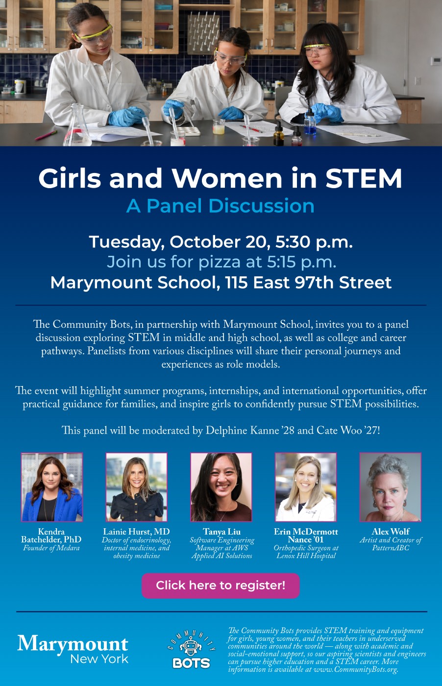 Girls and Women in STEM event flyer. October 20, 2026 · 5:30 p.m.